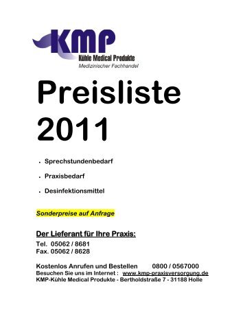 Preisliste 2011 - KMP PRAXISVERSORGUNG