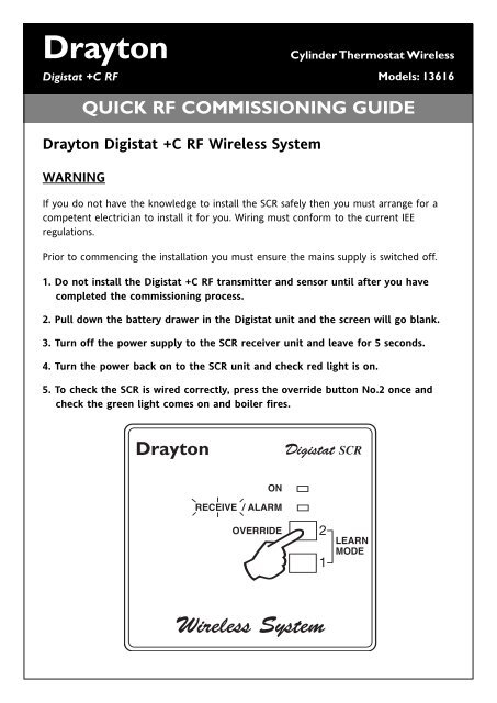 Digistat+C Rf Commissioning Guide - Drayton Controls