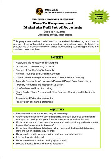 HOW TO PREPARE AND MAINTAIN FULL SET OF ACCOUNTS