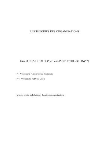 LES THEORIES DES ORGANISATIONS GÃ©rard CHARREAUX (*)et ...
