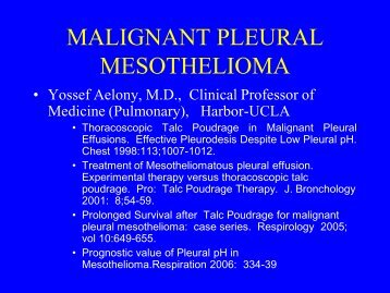 MALIGNANT PLEURAL MESOTHELIOMA