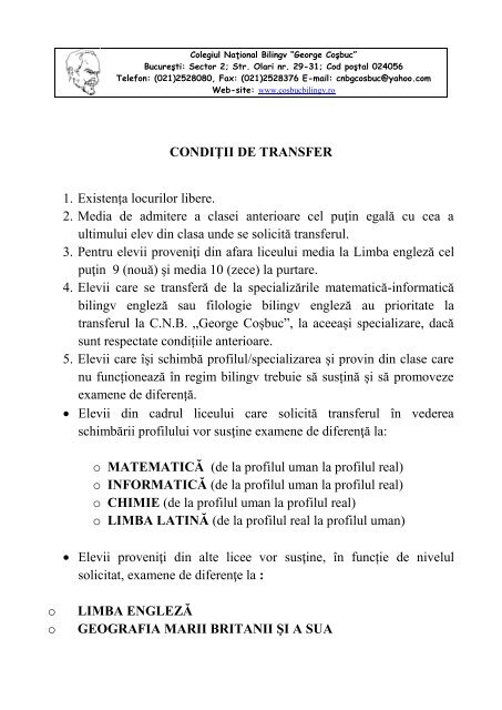 Conditii transfer si grafic.pdf - Colegiul NaÈ›ional Bilingv &quot;George  ...