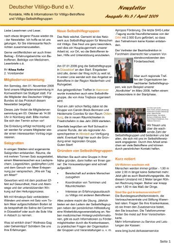 Frühjahr 2009 - Newsletter 5 - Deutscher Vitiligo-Bund e.V.