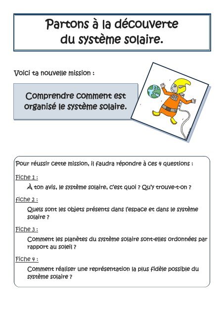 Le Systãme Solaire Fiches De Mission