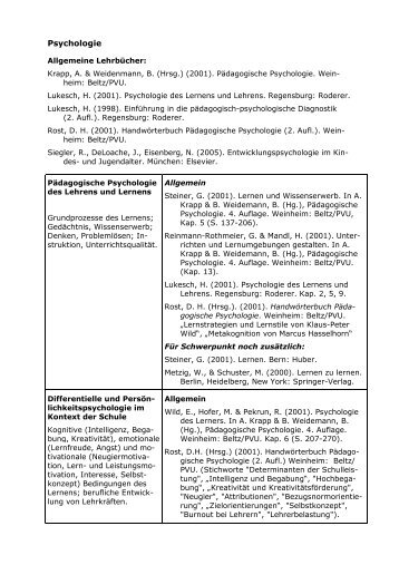 lpo literatur - Lehrstuhl fÃ¼r Entwicklungspsychologie ...