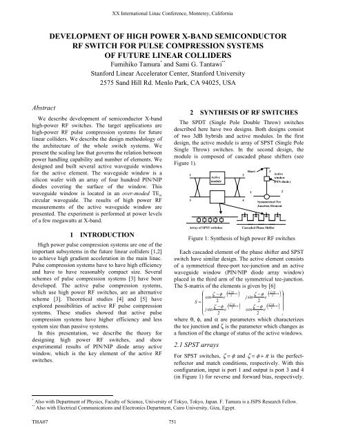 Development of High Power X-Band Semiconductor RF Switch for ...