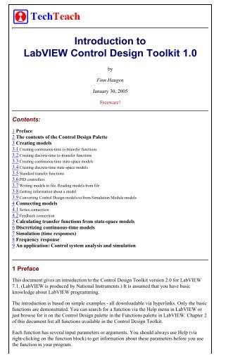 Introduction to LabVIEW Control Design Toolkit by Finn Haugen ...