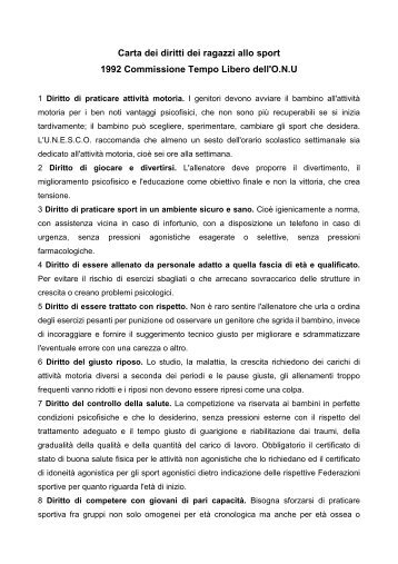 Carta dei diritti dei ragazzi allo sport - Cronache di ordinario razzismo