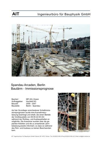 Spandau Arcaden, Berlin - AIT IngenieurbÃ¼ro fÃ¼r Bauphysik GmbH