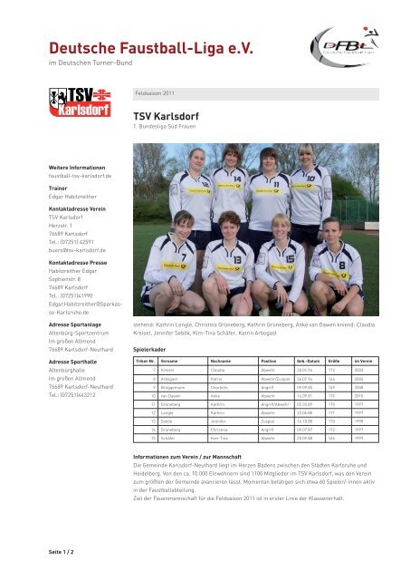 Feldsaison 2011 - Deutsche Faustball-Liga eV