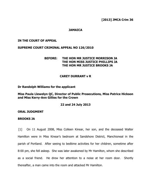 Durrant (Carey) v R.pdf - The Court of Appeal