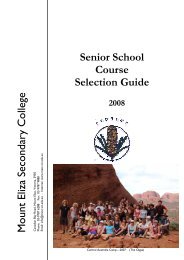 senior school handbook 2008 - Mount Eliza Secondary College