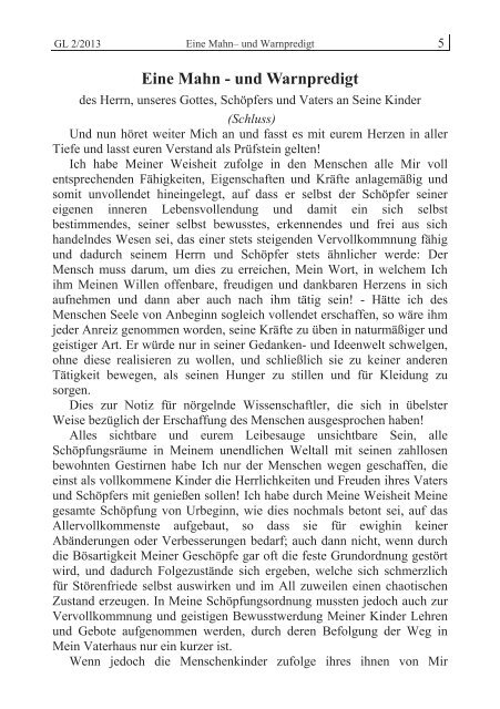 GL 2/2013 - der Lorber-Gesellschaft eV