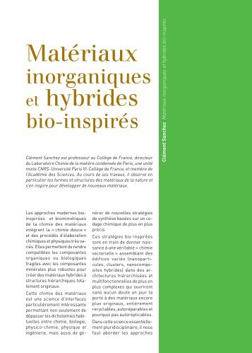 Matériaux inorganiques et hybrides bio-inspirés ... - Mediachimie.org