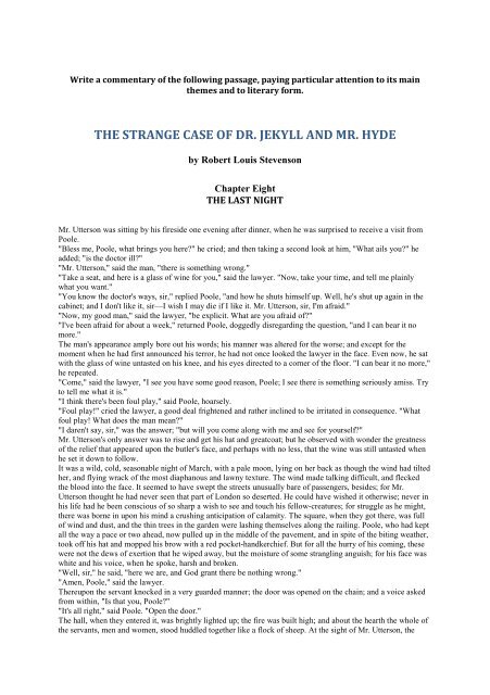 the strange case of dr. jekyll and mr. hyde - UFR LAG-LEA