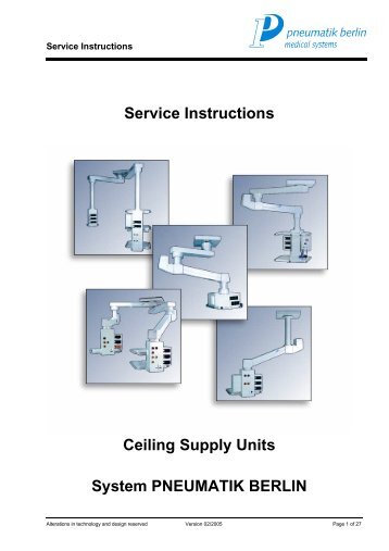 Service Instructions Ceiling Supply Units System PNEUMATIK BERLIN
