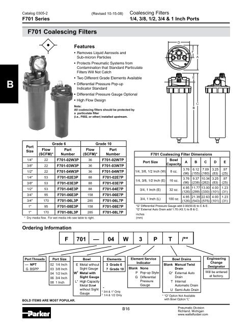 Filter Spec Sheet Examples FRL FILTER Spec Sheet - MRO Stop