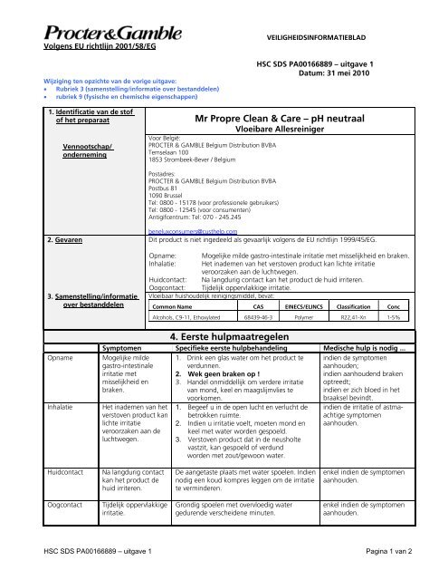 Mr Propre Clean & Care â pH neutraal 4. Eerste ... - ScienceInTheBox