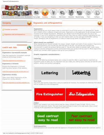 Ergonomics and anthropometrics - A Design & Technology Website