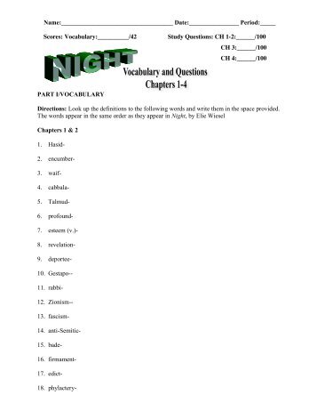 NIGHT Vocab _ Questions I-4