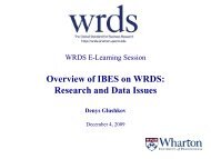 Overview of IBES on WRDS: Research and Data Issues