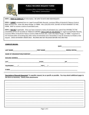 PUBLIC RECORDS REQUEST FORM - ATC - Louisiana