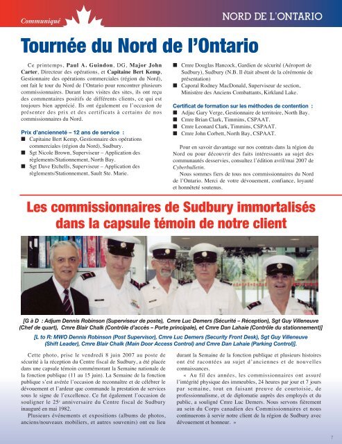 CommuniquÃ© - Commissionaires Ottawa