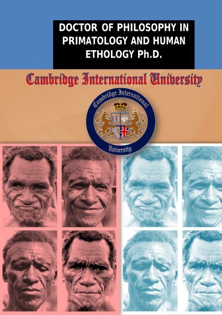 DOCTOR OF PHILOSOPHY IN PRIMATOLOGY AND HUMAN ETHOLOGY Ph.D.