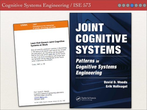 introduction to joint man machine systems - Cognitive Systems ...