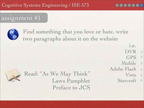 introduction to joint man machine systems - Cognitive Systems ...