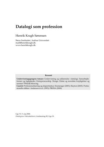 Datalogi som profession - Home page of Henrik Kragh Sørensen