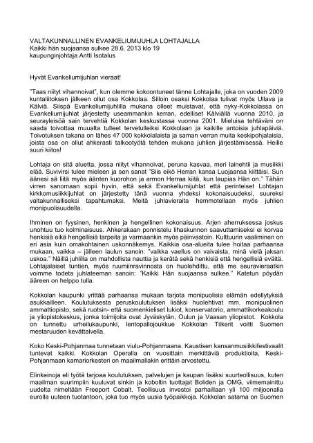 Pe 28.6.2013 klo 19:00: Antti Isotalus - Evankeliumijuhla
