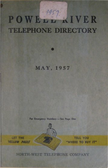 TELEPHONE DIRECTORY - Powell River Historical Museum