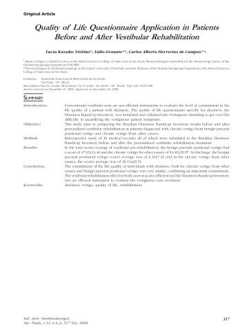 Quality of Life Questionnaire Application in Patients Before and After ...