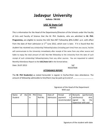 NOTICE (UGC & State Cell) - Jadavpur University