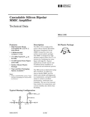 MSA-1105: Cascadable Silicon Bipolar MMIC Amplifier