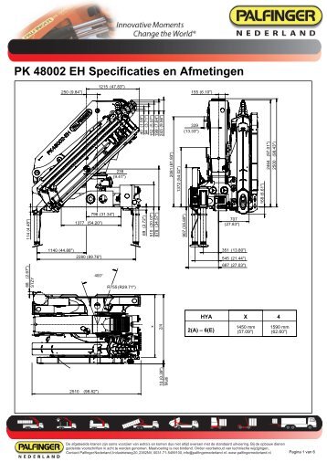 PK 48002 EH Specificaties en Afmetingen - Palfinger