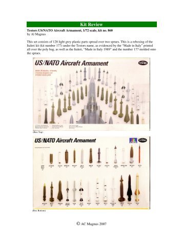 Testors US/NATO Aircraft Armament - 1/72 scale Rockets, Missiles ...