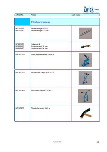 Pflasterwerkzeuge - ZWICK