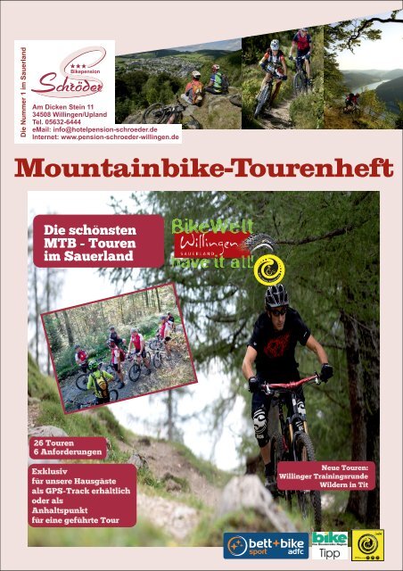 Mountainbike-Tourenheft 2015 Die schönsten MTB Touren im Sauerland