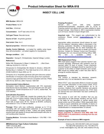 Product Information Sheet for MRA-918 - BEI Resources