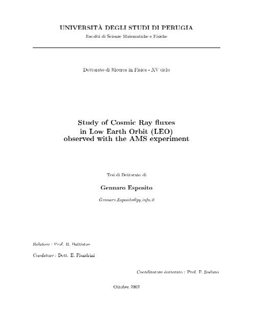 Study of Cosmic Ray fluxes in Low Earth Orbit (LEO) - AMS-02 Perugia