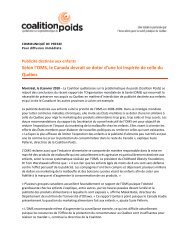 Version PDF du communiqué - Coalition québécoise sur la ...