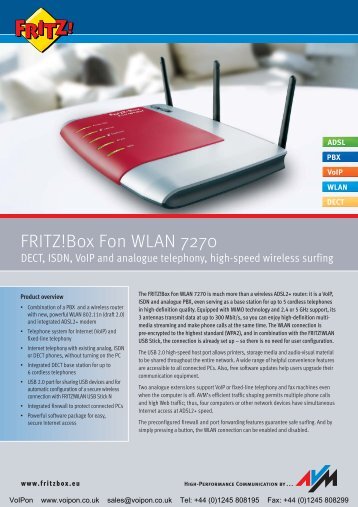 AVM Fritz Box WLAN 7270 Brochure (PDF) - VoIPon.co.uk