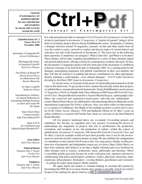 Issue 3 - CTRL+P: a journal of contemporary art