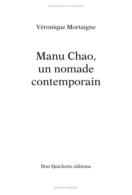 Manu Chao, un nomade contemporain - Decitre