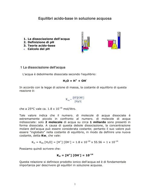 Equilibri acido-base in soluzione acquosa - Dipartimento di Chimica