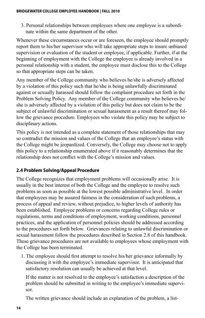 Employee Handbook 2010 - Home - Welcome - Bridgewater College