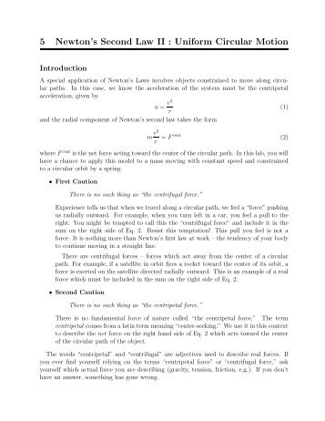 5 Newton's Second Law II : Uniform Circular Motion