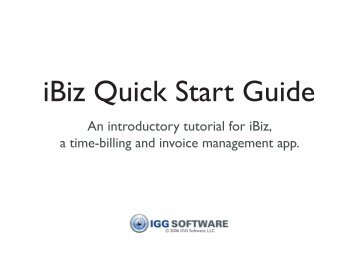 iBiz Quick Start Guide - IGG Software